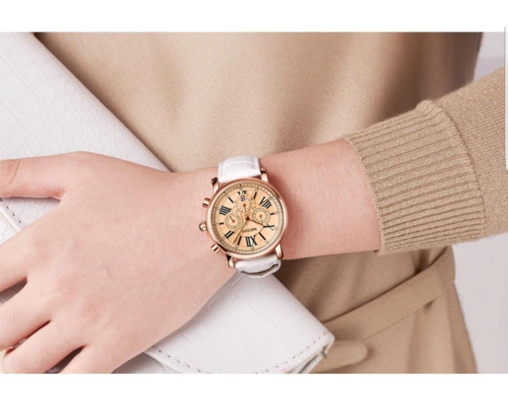 MEGIR 2058 Women Relogio Feminino Wristwatches (White) - Zamana.pk