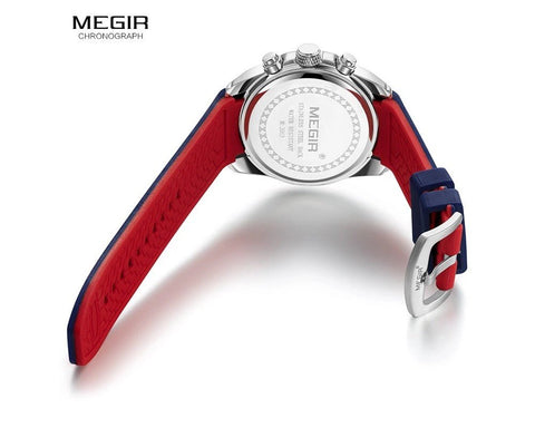 MEGIR 2063 Men's Chronograph Analog Quartz Watch, Silicone Strap Wristwatch - Zamana.pk