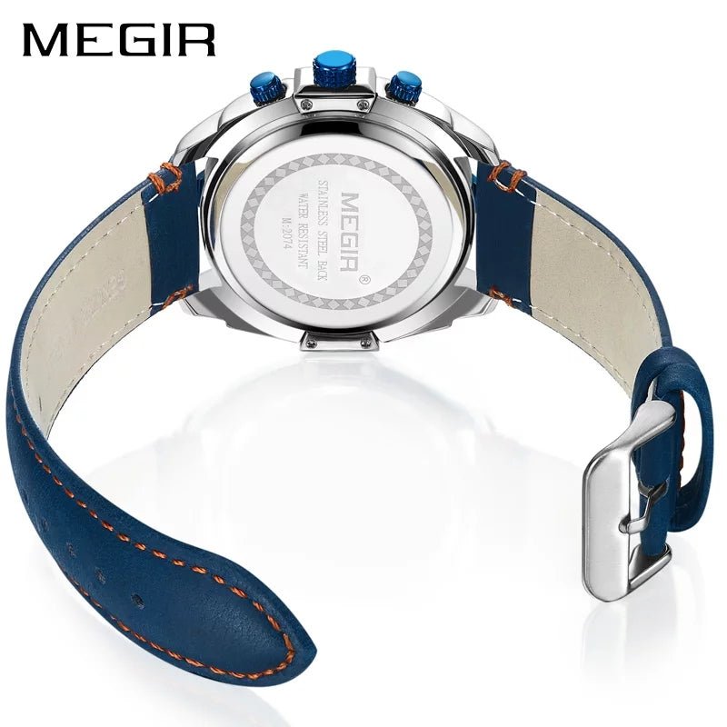 MEGIR 2074 Chronograph Leather Band Men's Quartz Watch - Zamana.pk