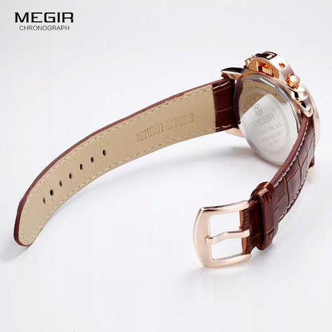 MEGIR 3006 MENS FASHION QUARTZ WATCH WATERPROOF WRISTWATCH GENUINE LEATHER STRAP WATCHES MAN FREE SHIPPING - Zamana.pk