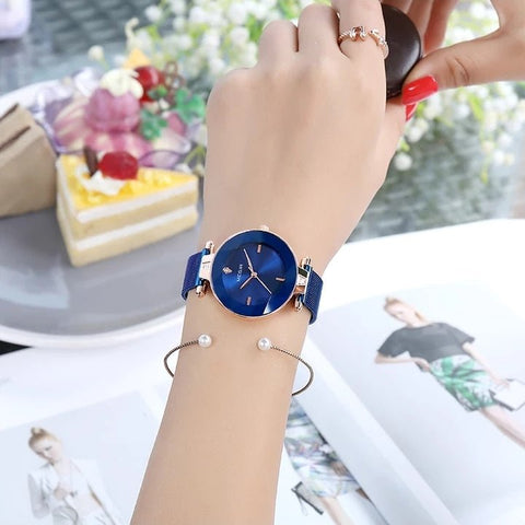MEGIR 4209 Women Relogio Feminino Wristwatches (Blue) - Zamana.pk
