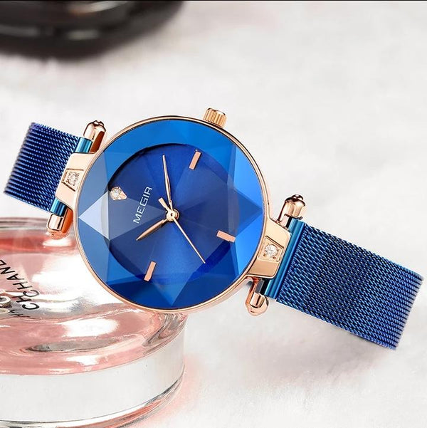 MEGIR 4209 Women Relogio Feminino Wristwatches (Blue) - Zamana.pk