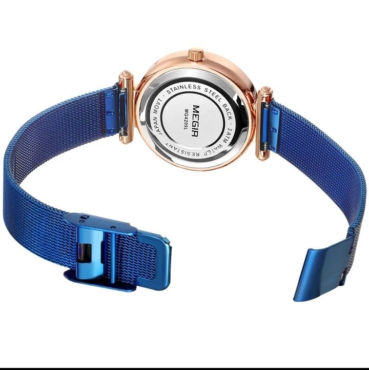 MEGIR 4209 Women Relogio Feminino Wristwatches (Blue) - Zamana.pk