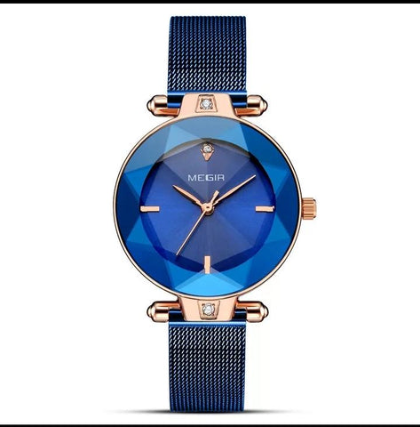 MEGIR 4209 Women Relogio Feminino Wristwatches (Blue) - Zamana.pk