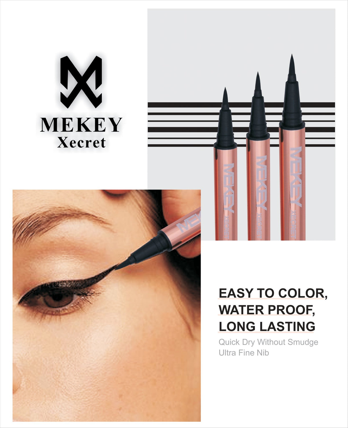 Mekeyxecret Eye Liner: Ultra - Thin, Waterproof, Long Lasting - Zamana.pk Main image