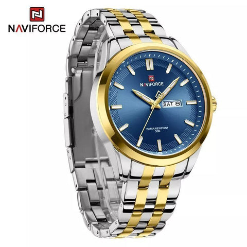 Navi Force - NF - 9203 ATLAS - Two tune Stainless Steel Men's Watch - Zamana.pk
