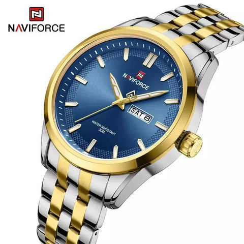 Navi Force - NF - 9203 ATLAS - Two tune Stainless Steel Men's Watch - Zamana.pk