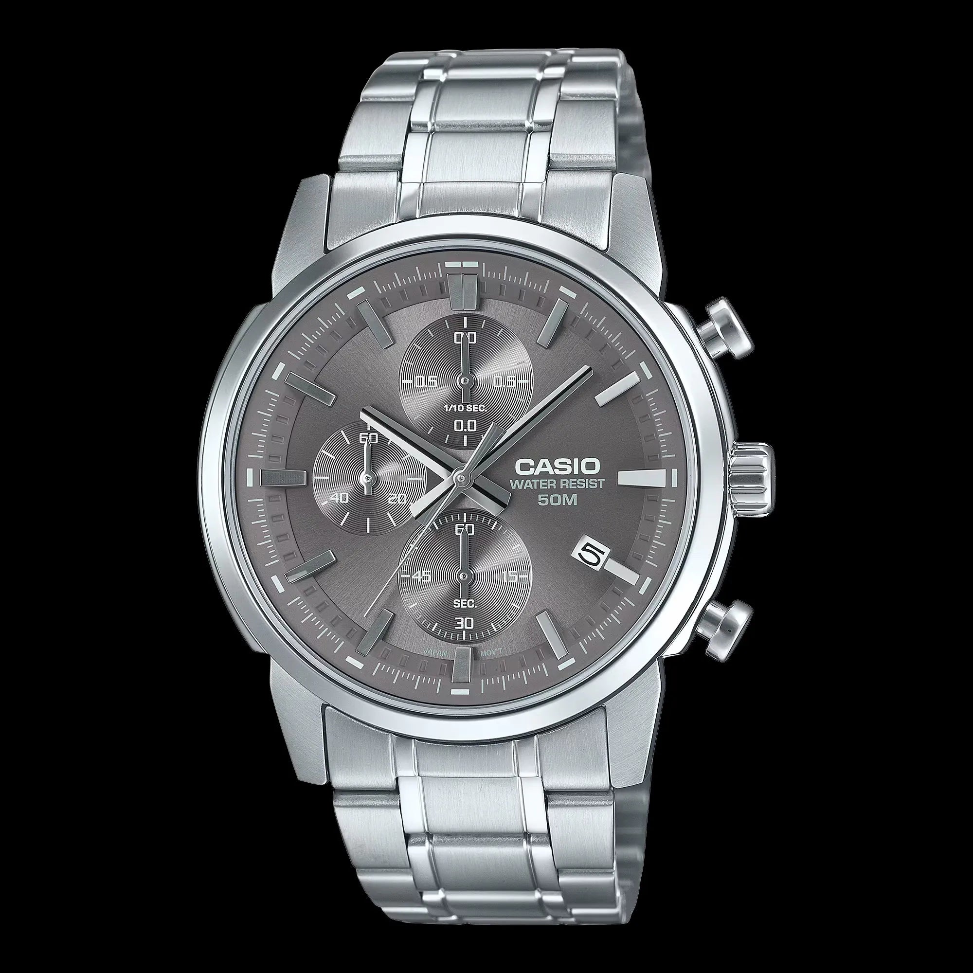 Casio MTP-E510D-8A men's stainless steel analog watch front view Main image