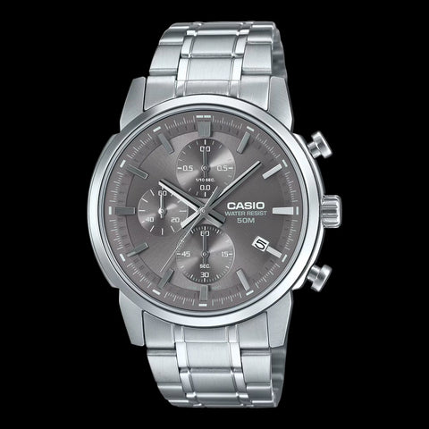 Casio MTP-E510D-8A men's stainless steel analog watch front view