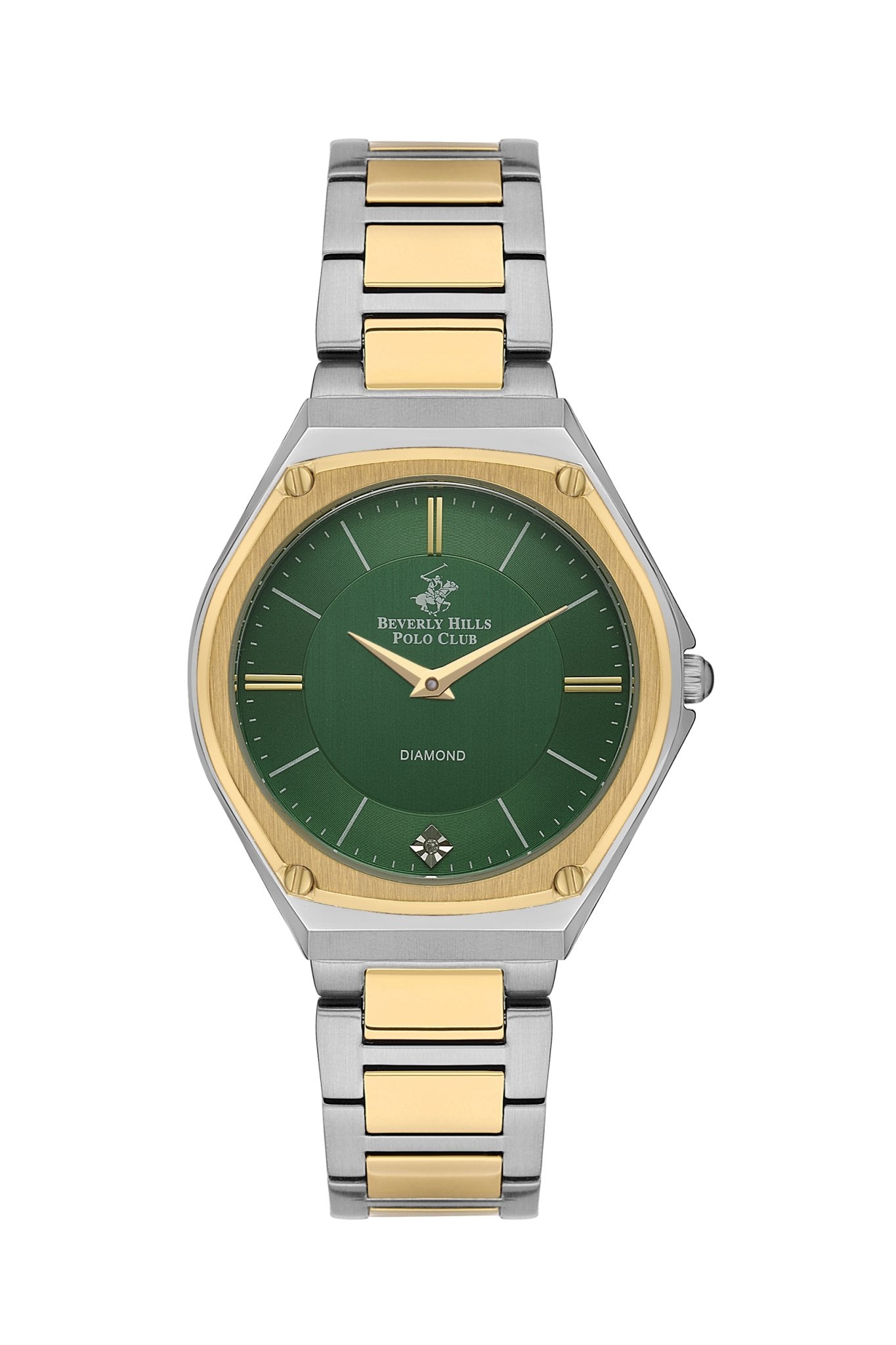 Polo - BP3560X.270 Ladies 3 Hands Green Ceramic Sapphire Coated Glass Diamond - Zamana.pk