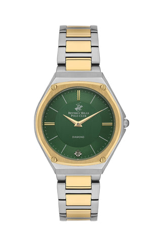 Polo - BP3560X.270 Ladies 3 Hands Green Ceramic Sapphire Coated Glass Diamond - Zamana.pk
