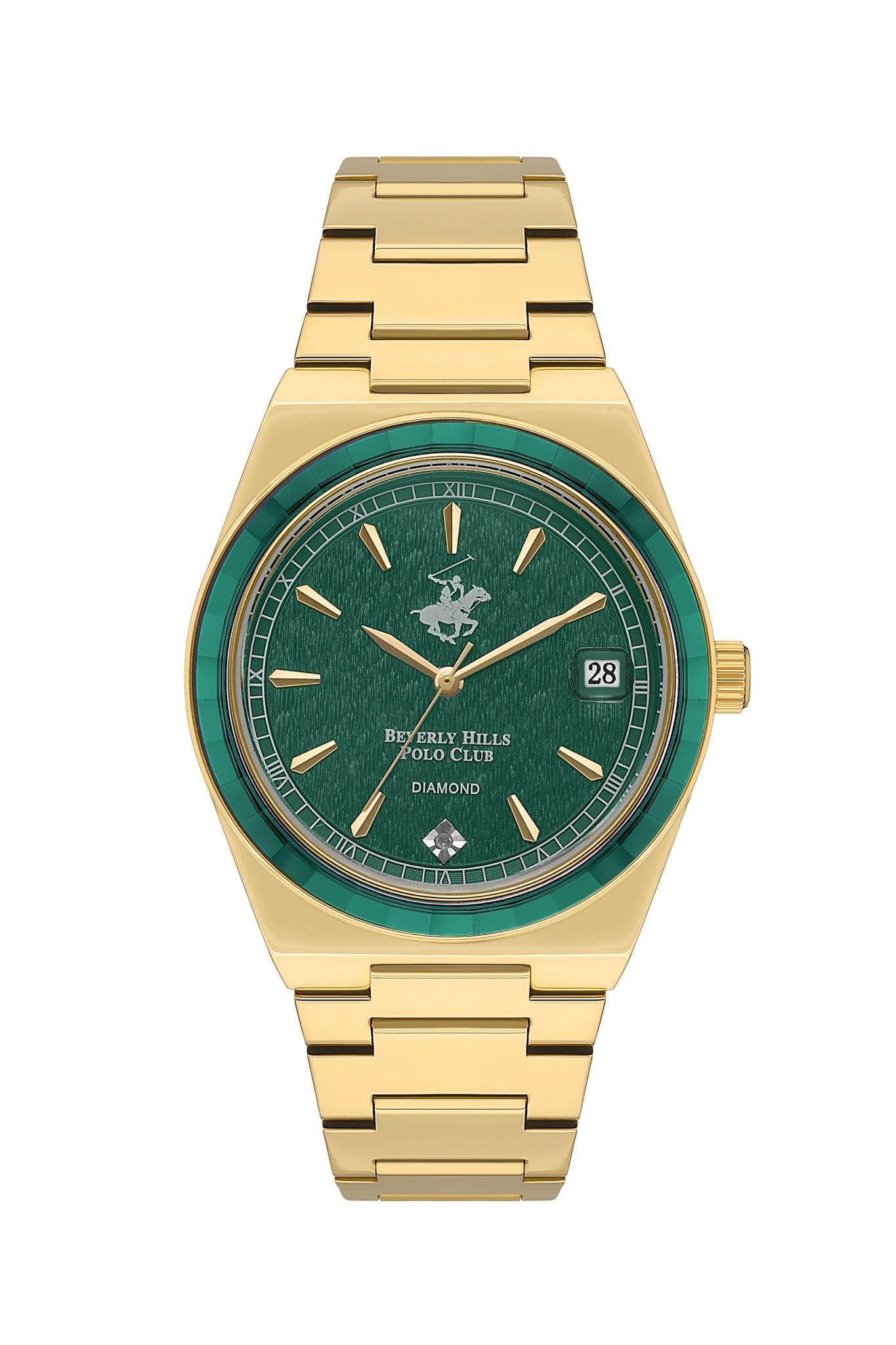 Polo - BP3562C.170 Ladies 3 Hands - Date Green Dial Ceramic Sapphire Coated Glass Diamond - Zamana.pk