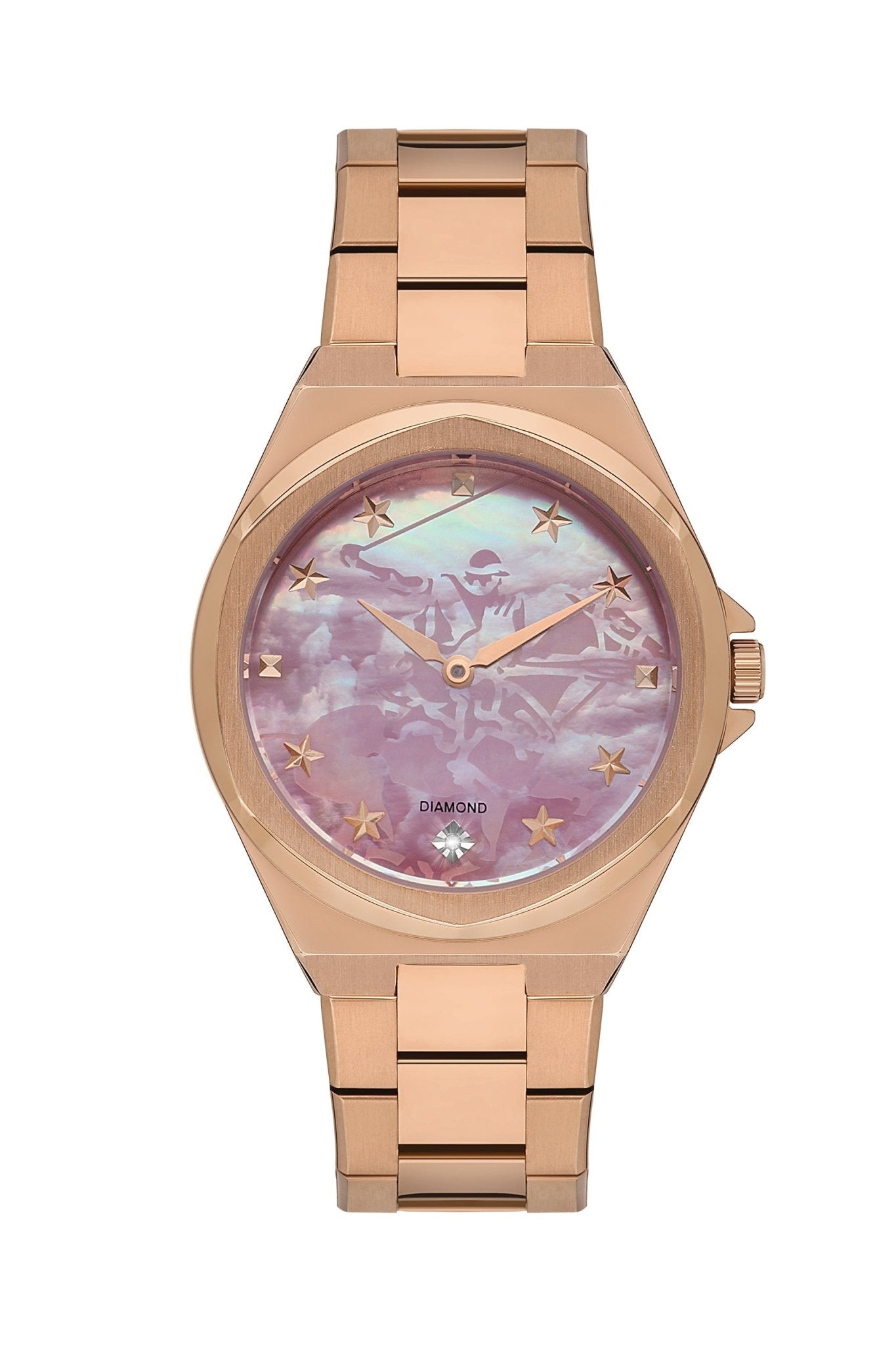 Polo - BP3570X.480 Ladies 3 Hands Pink Dial Ceramic Sapphire Coated Glass Diamond - Zamana.pk Main image
