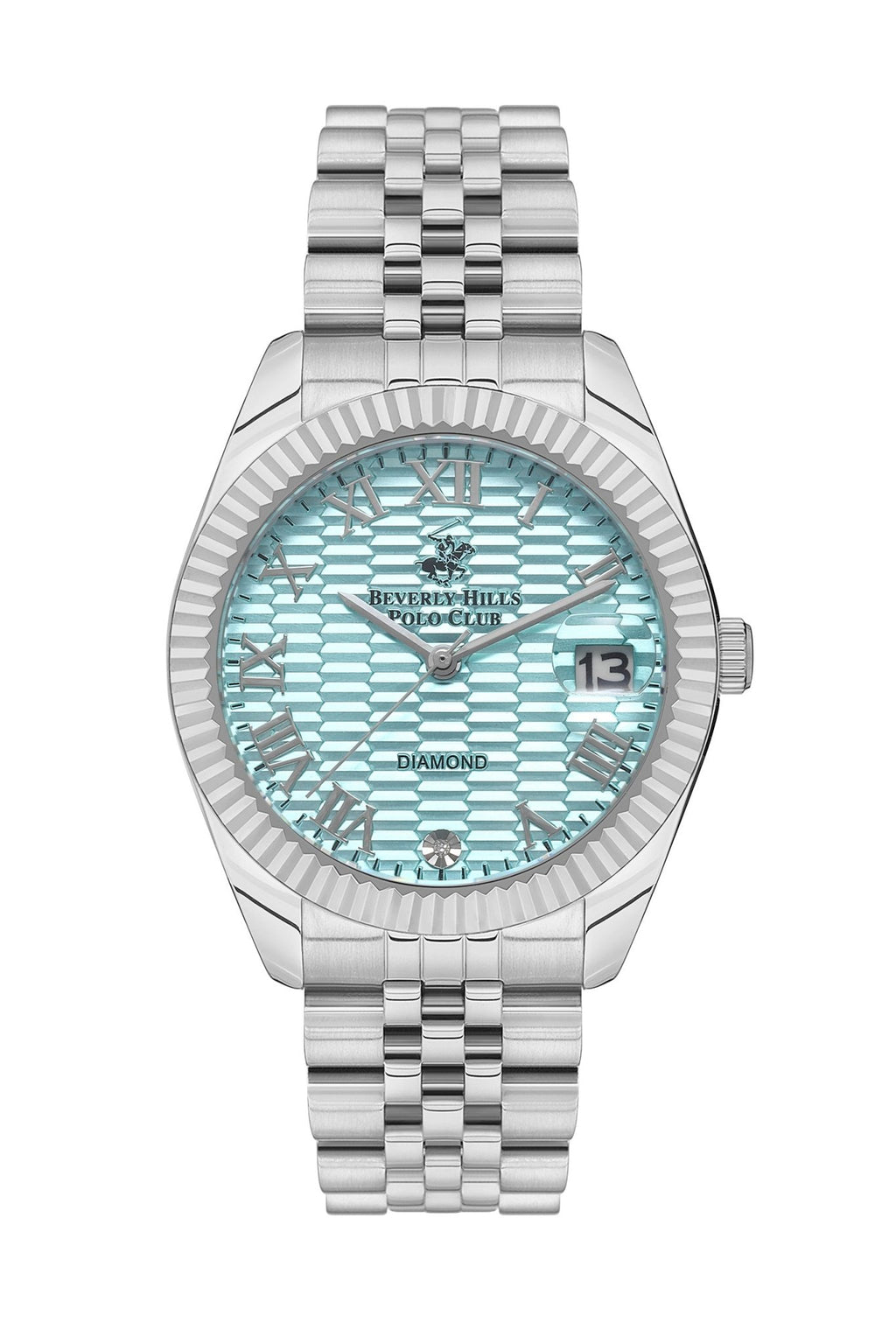 Polo - BP3582C.300 Ladies 3 Hands - Date Light Blue Dial Ceramic Sapphire Coated Glass Diamond - Zamana.pk
