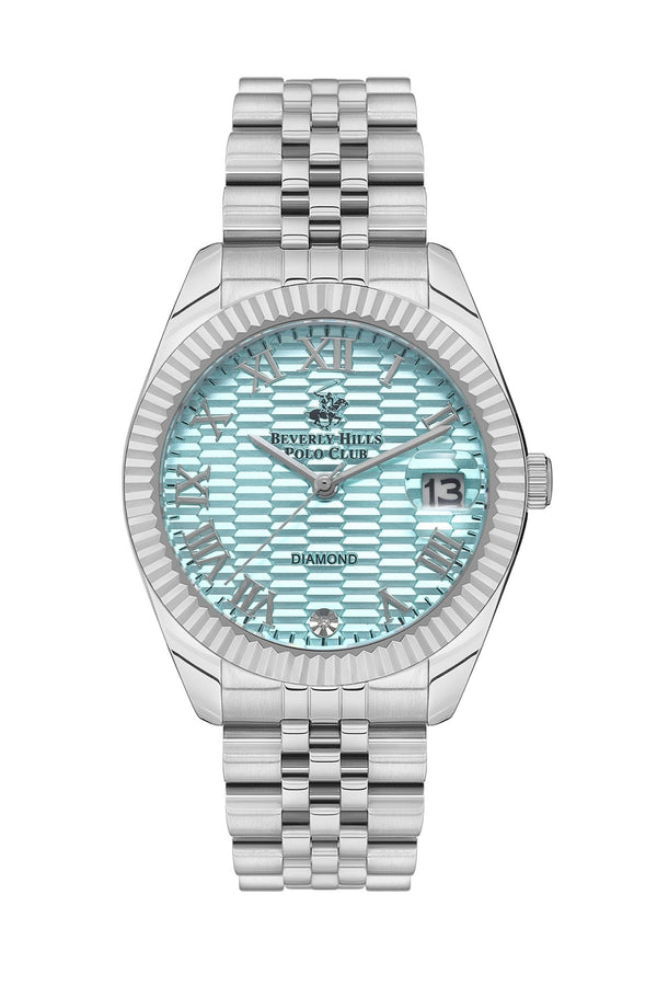 Polo - BP3582C.300 Ladies 3 Hands - Date Light Blue Dial Ceramic Sapphire Coated Glass Diamond - Zamana.pk