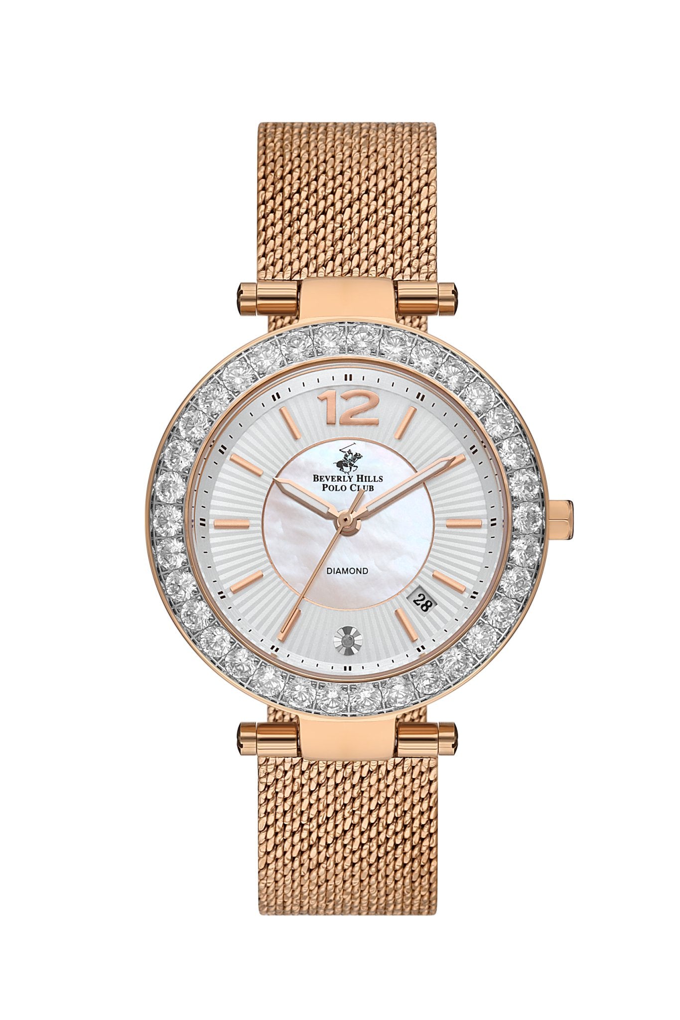 Polo - BP3589C.420 Ladies 3 Hands - Date White Dial Ceramic Sapphire Coated Glass Diamond - Zamana.pk