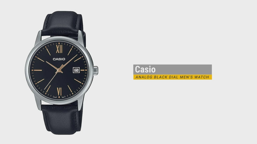 Casio MTP-V002L-1B3UDF Men's Standard Analog Leather Band Easy Reader Date Watch