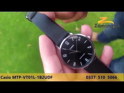 Casio - MTP-VT01L-1B2UDF Men's Minimalistic Black Dial Black Leather Band Analog Watch