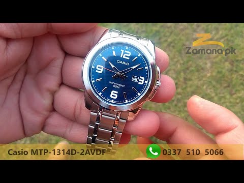 Casio Men's MTP-1314D-2A Enticer Series Silver Band Blue Dial with Date Dress Watch