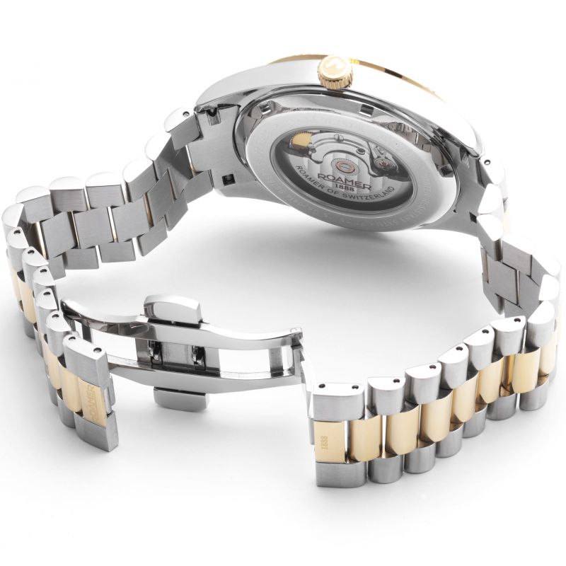 Roamer 981666 47 25 50 Mens Roamer Primeline Daydate II White Pattern Dial Yellow Gold Bicolour Automatic Watch Secondary image