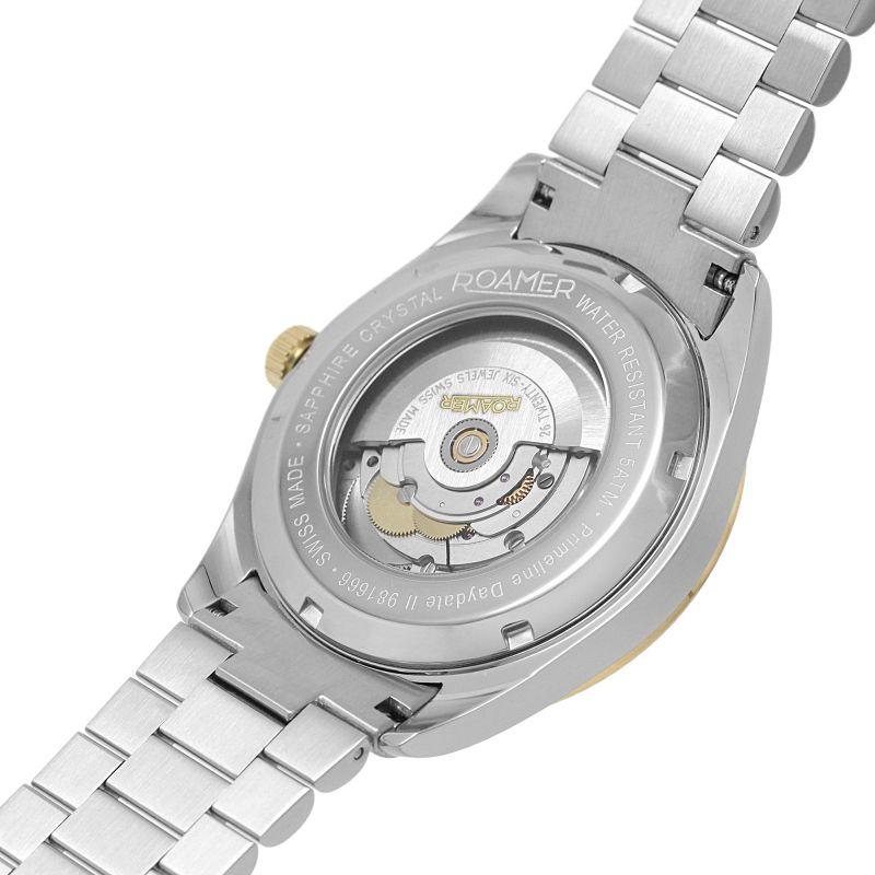 Roamer 981666 47 45 50 Mens Roamer Primeline Daydate II Blue Pattern Dial Yellow Gold Bicolour Automatic Watch - Zamana.pk
