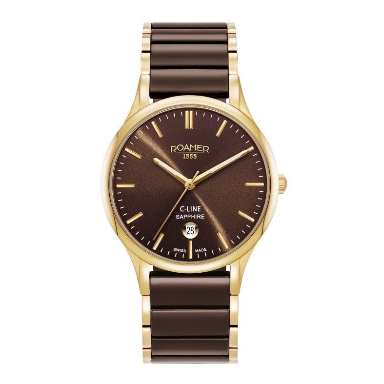 ROAMER MENS WRISTWATCH C - LINE 40 MM 3 HANDS, DATE WINDOW BRACELET STAINLESS STEEL, CERAMIC 658833 48 65 63 - Zamana.pk