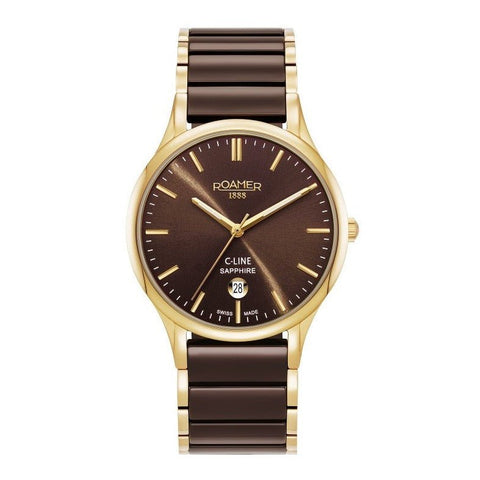 ROAMER MENS WRISTWATCH C - LINE 40 MM 3 HANDS, DATE WINDOW BRACELET STAINLESS STEEL, CERAMIC 658833 48 65 63 - Zamana.pk