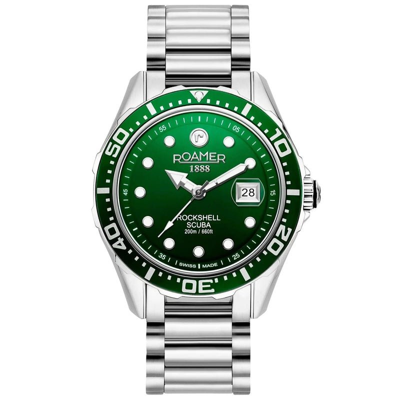 Roamer Rockshell Scuba | Green Dial | Stainless Steel Bracelet 220858 41 75 50 - Zamana.pk Main image