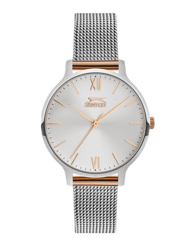 Slazenger SL.9.1823.2.04 Quartz Female Mesh Silver/Gold Band Silver Dial Watch - Zamana.pk