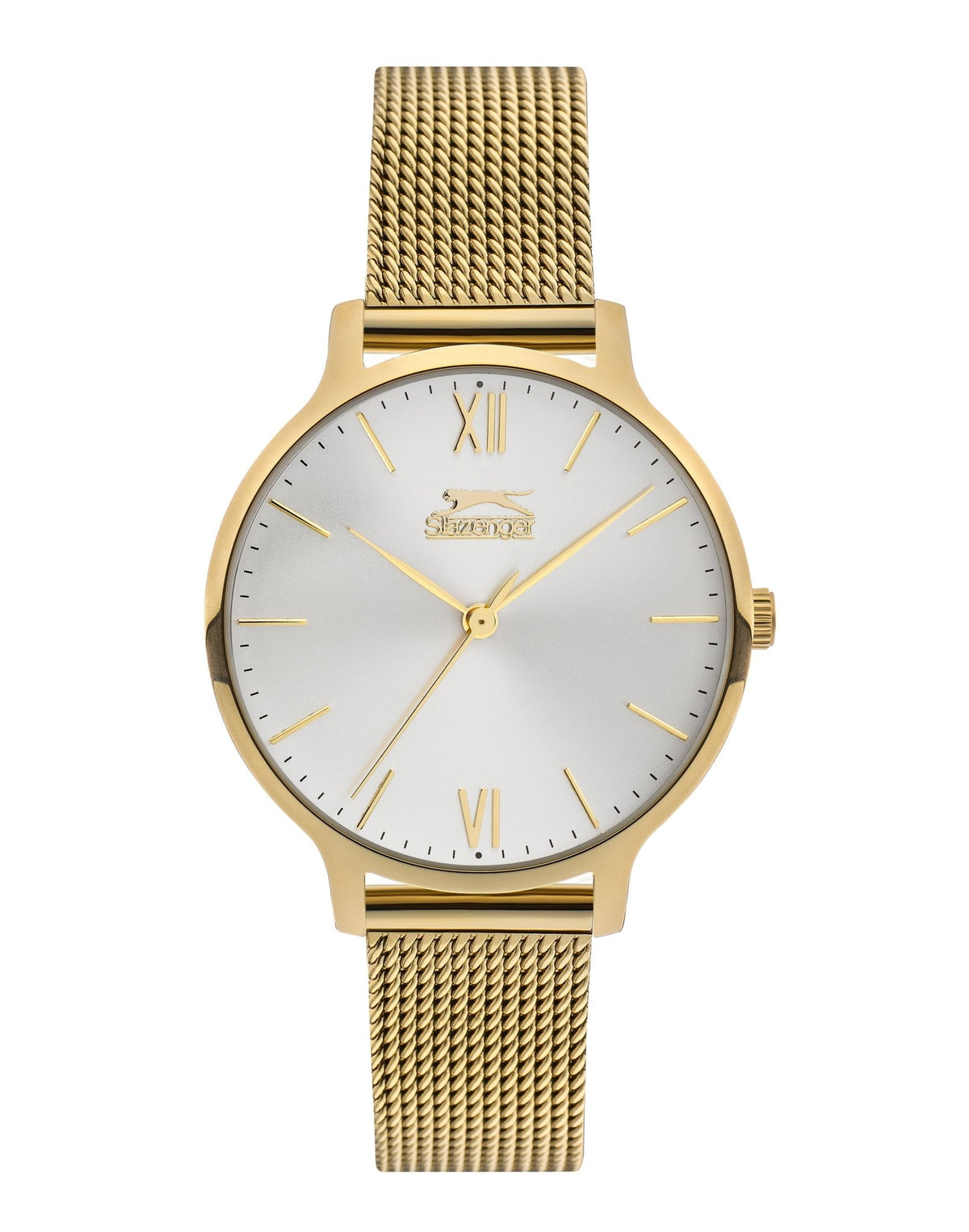 Slazenger SL.9.1823.2.05 Quartz Female Mesh Gold Band Silver Dial Watch - Zamana.pk