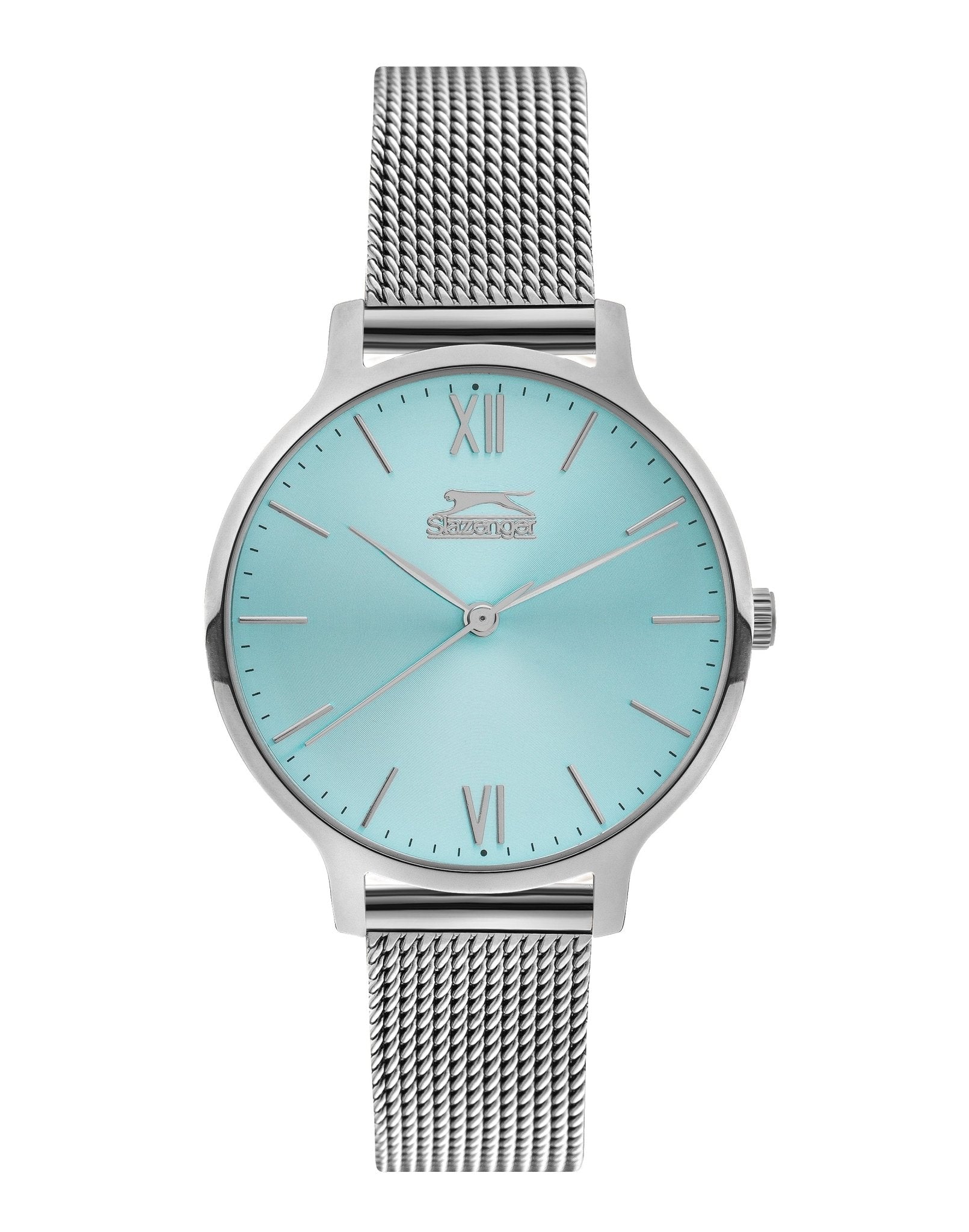 Slazenger SL.9.1823.2.06 Quartz Female Mesh Silver Band Blue Dial Watch - Zamana.pk