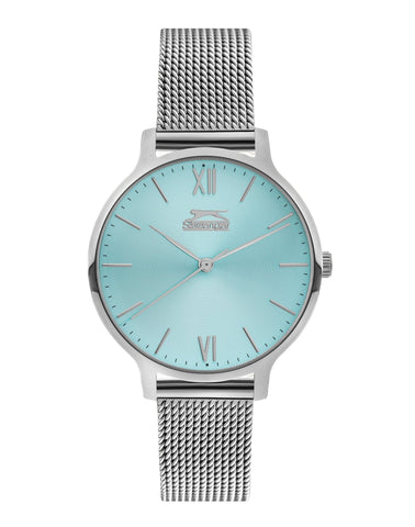 Slazenger SL.9.1823.2.06 Quartz Female Mesh Silver Band Blue Dial Watch - Zamana.pk