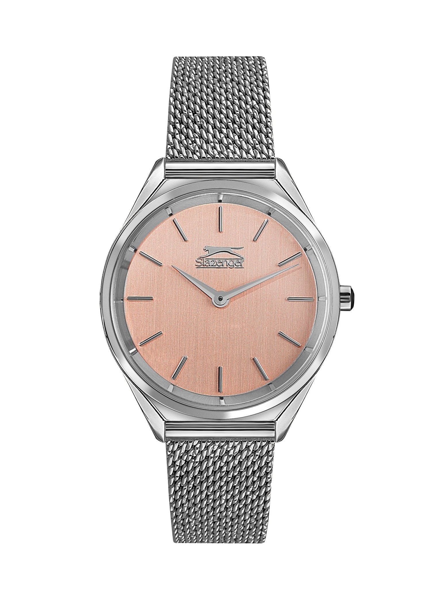 Slazenger SL.9.1852.3.06 Quartz Female Mesh Silver Band Pink Dial Watch - Zamana.pk