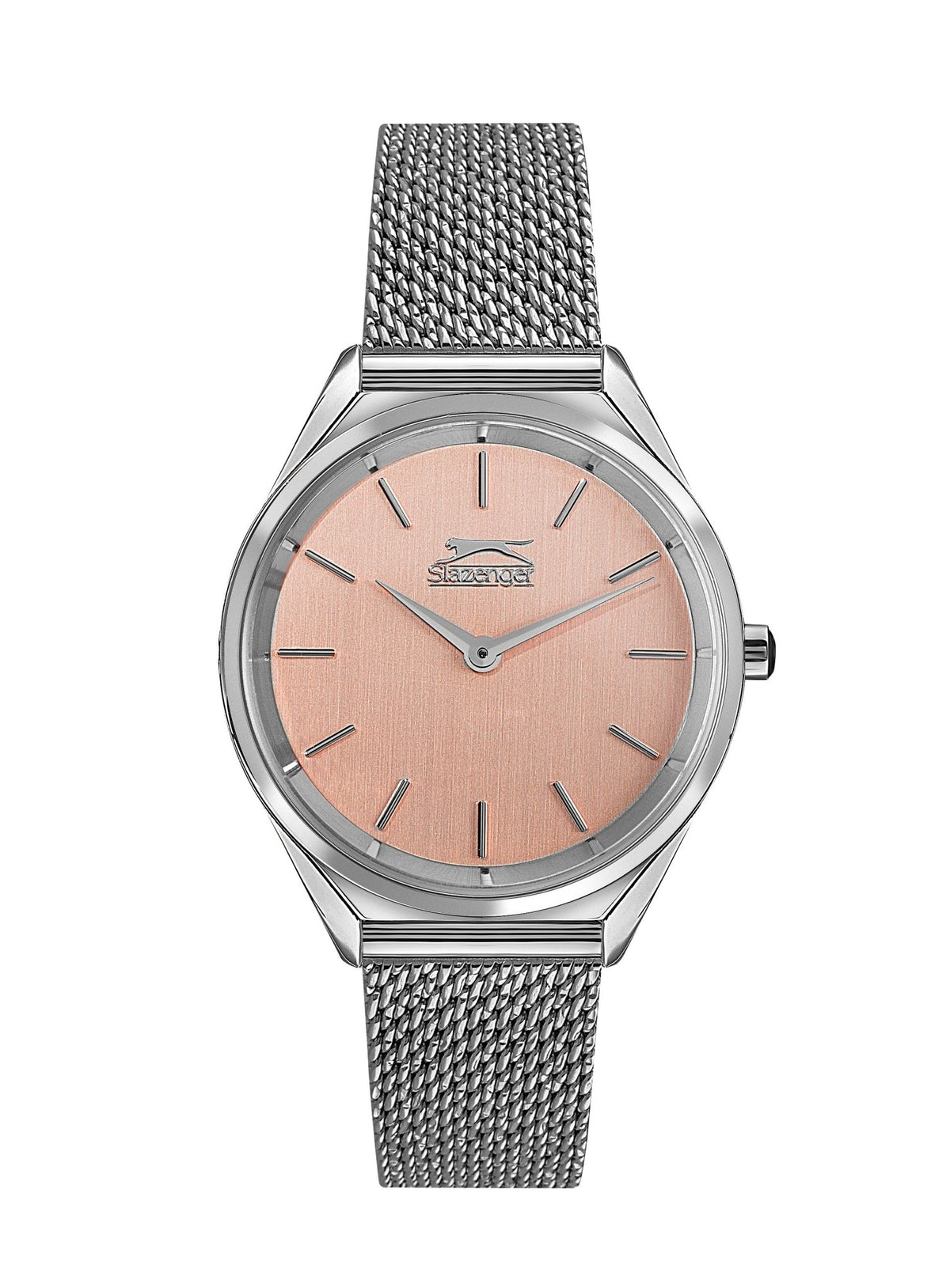 Slazenger SL.9.1852.3.06 Quartz Female Mesh Silver Band Pink Dial Watch - Zamana.pk