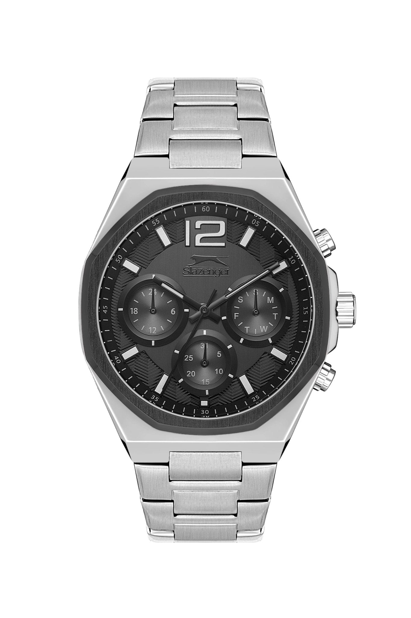 Slazenger SL.9.2106.2.05 Quartz Male Metal Silver Band Dial black Watch. - Zamana.pk Main image