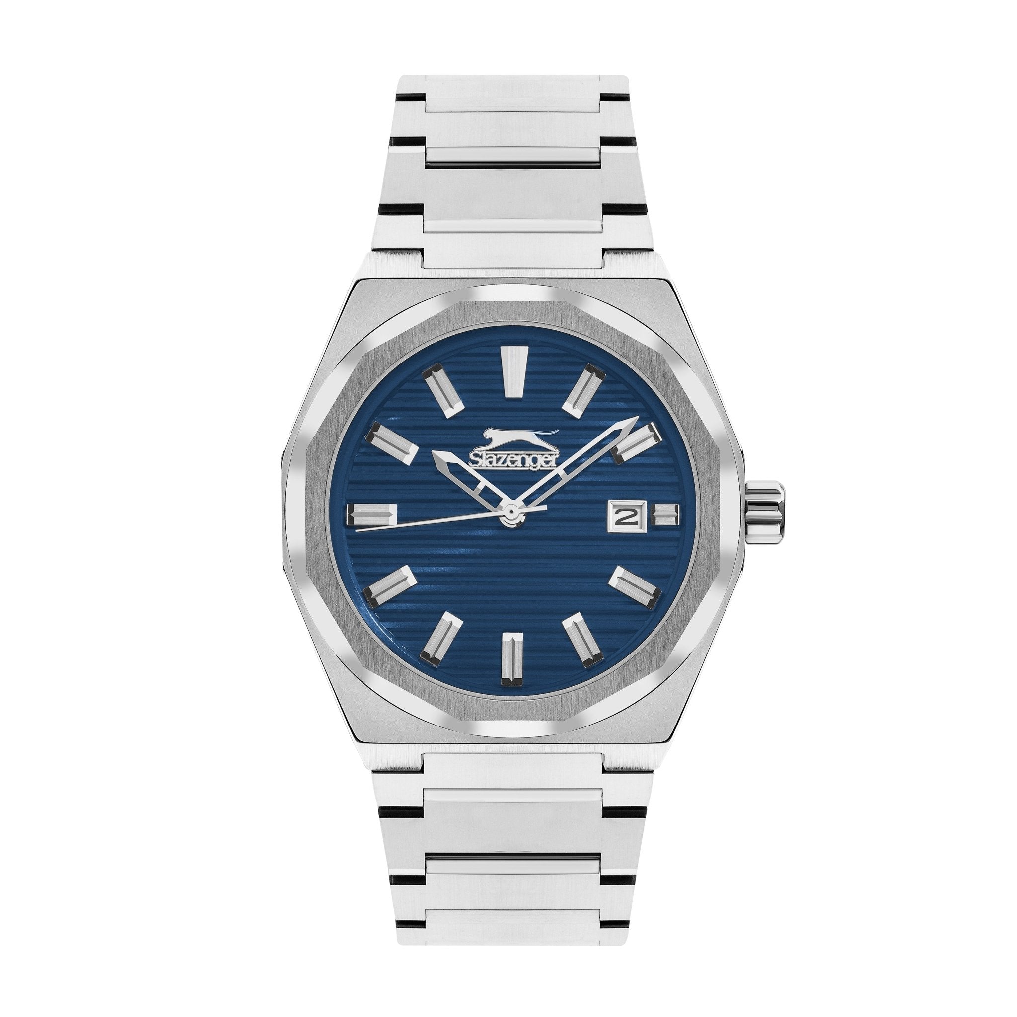 Slazenger SL.9.2143.1.05 Quartz Male Metal Silver Band Blue Dial Watch - Zamana.pk Main image