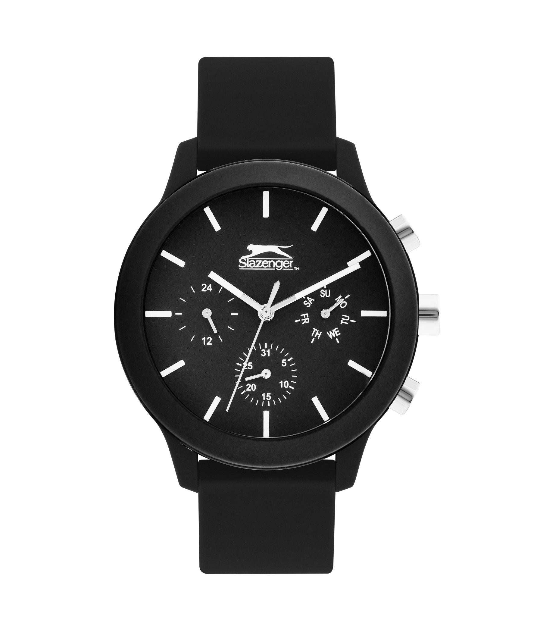 Slazenger SL.9.2201.2.02 Quartz Unisex Silicone Black Band Black Dial Watch - Zamana.pk Main image