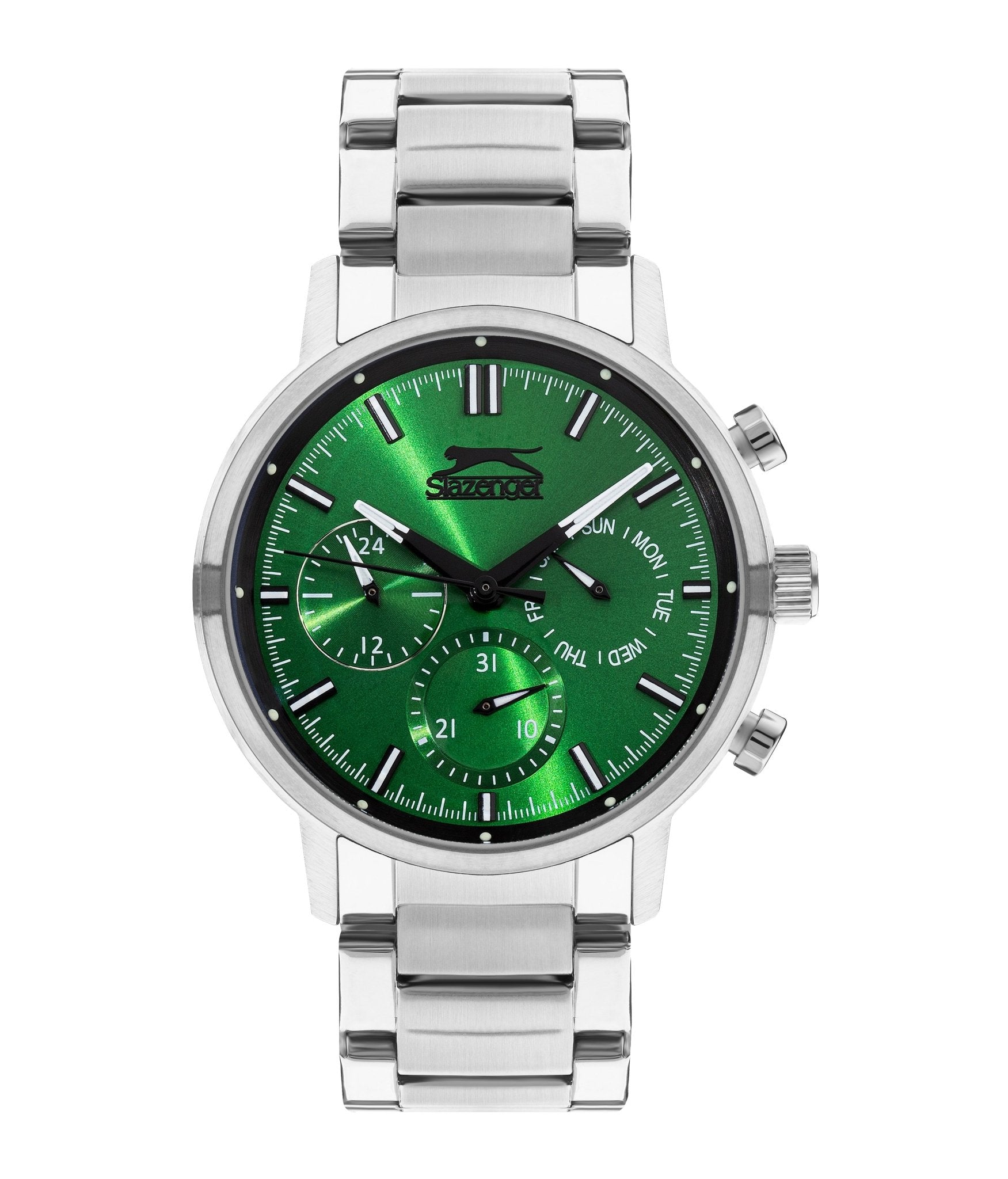Slazenger SL.9.2213.2.01 Quartz Male Metal Silver Band Green Dial Watch - Zamana.pk Main image