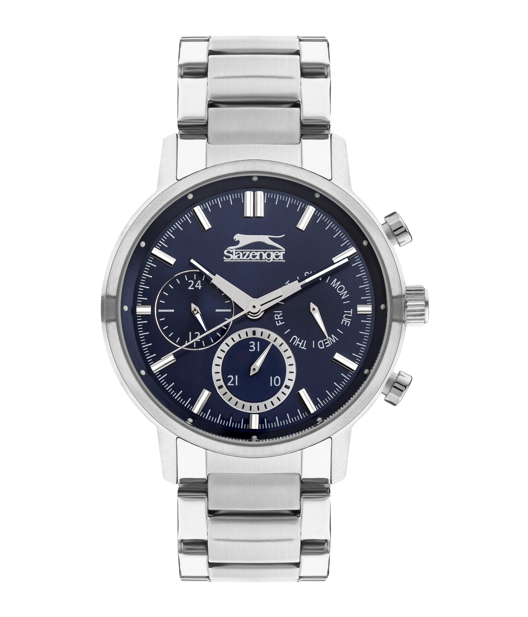 Slazenger SL.9.2213.2.04 Quartz Male Metal Silver Band Blue Dial Watch - Zamana.pk