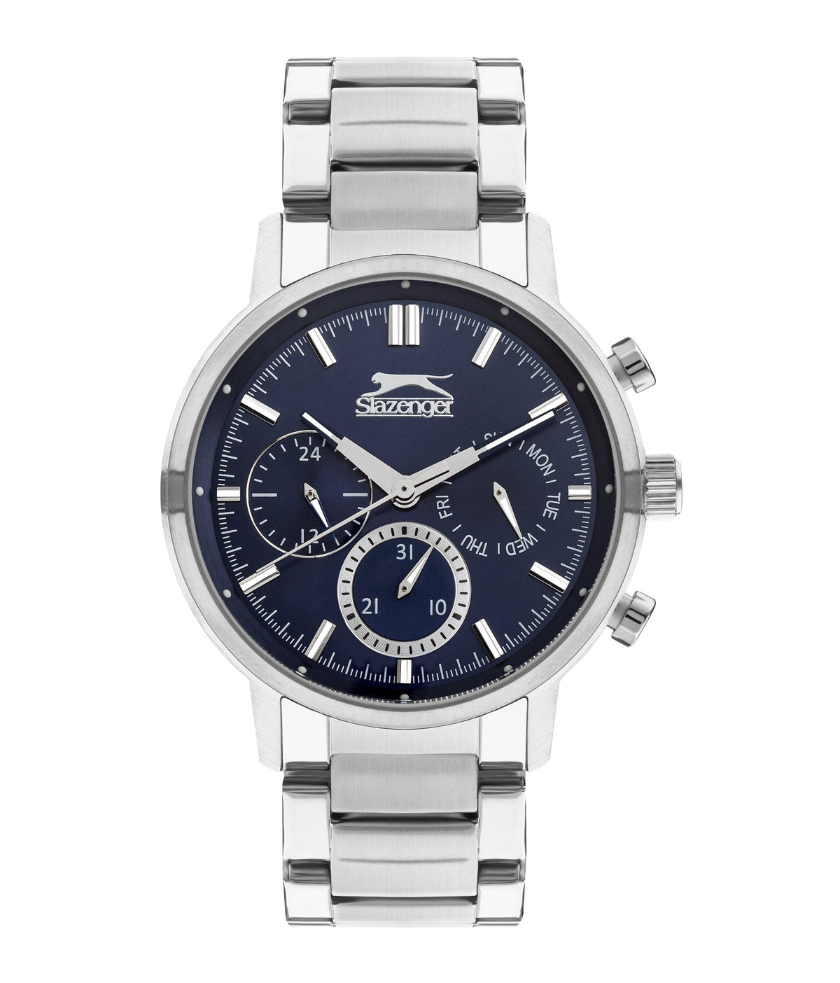 Slazenger SL.9.2213.2.04 Quartz Male Metal Silver Band Blue Dial Watch - Zamana.pk