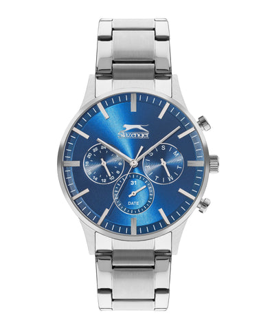 Slazenger SL.9.2214.2.01 Quartz Male Metal Silver Band Blue Dial Watch - Zamana.pk