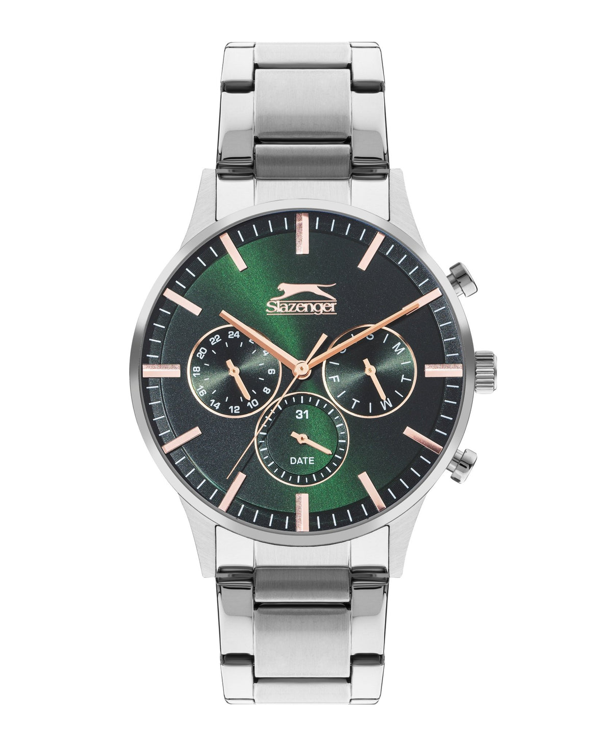 Slazenger SL.9.2214.2.04 Quartz Male Metal Silver Band Green Dial Watch - Zamana.pk