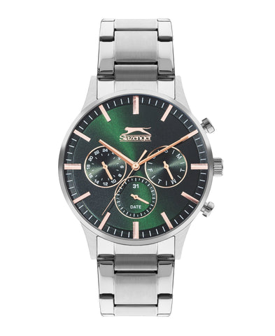 Slazenger SL.9.2214.2.04 Quartz Male Metal Silver Band Green Dial Watch - Zamana.pk
