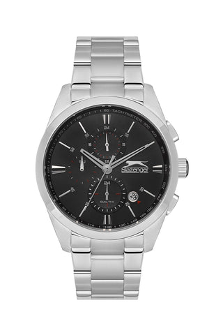 Slazenger SL.9.2215.2.02 Quartz Male Metal Silver Band Black Dial Watch - Zamana.pk