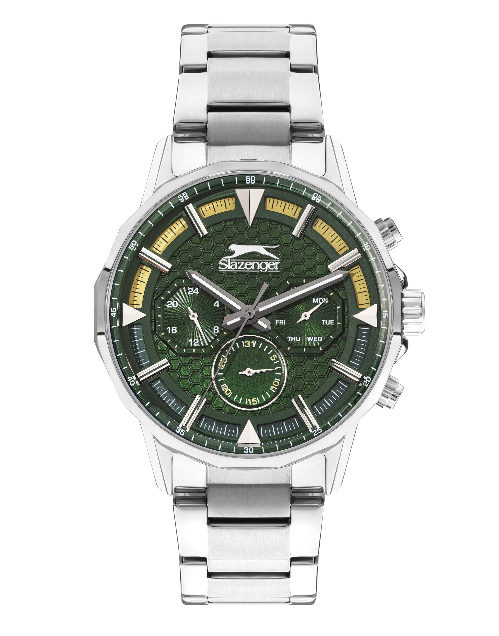 Slazenger SL.9.2216.2.03 Quartz Male Metal Silver Band Green Dial Watch - Zamana.pk Main image