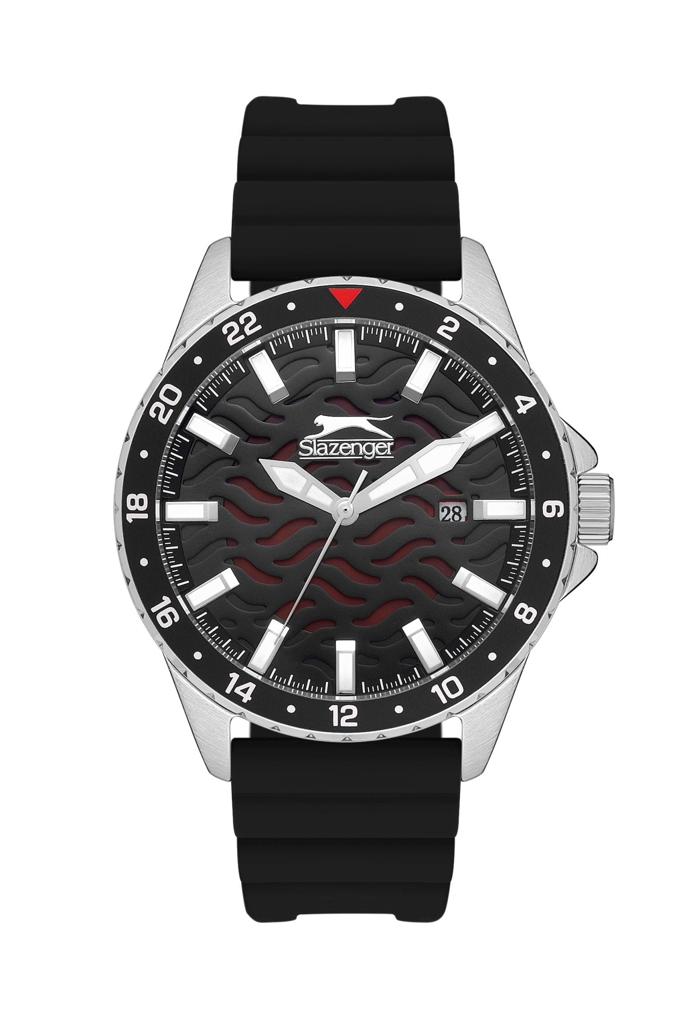 Slazenger SL.9.2224.1.01 Quartz Male Silicone Black Band Black Dial Watch - Zamana.pk Main image