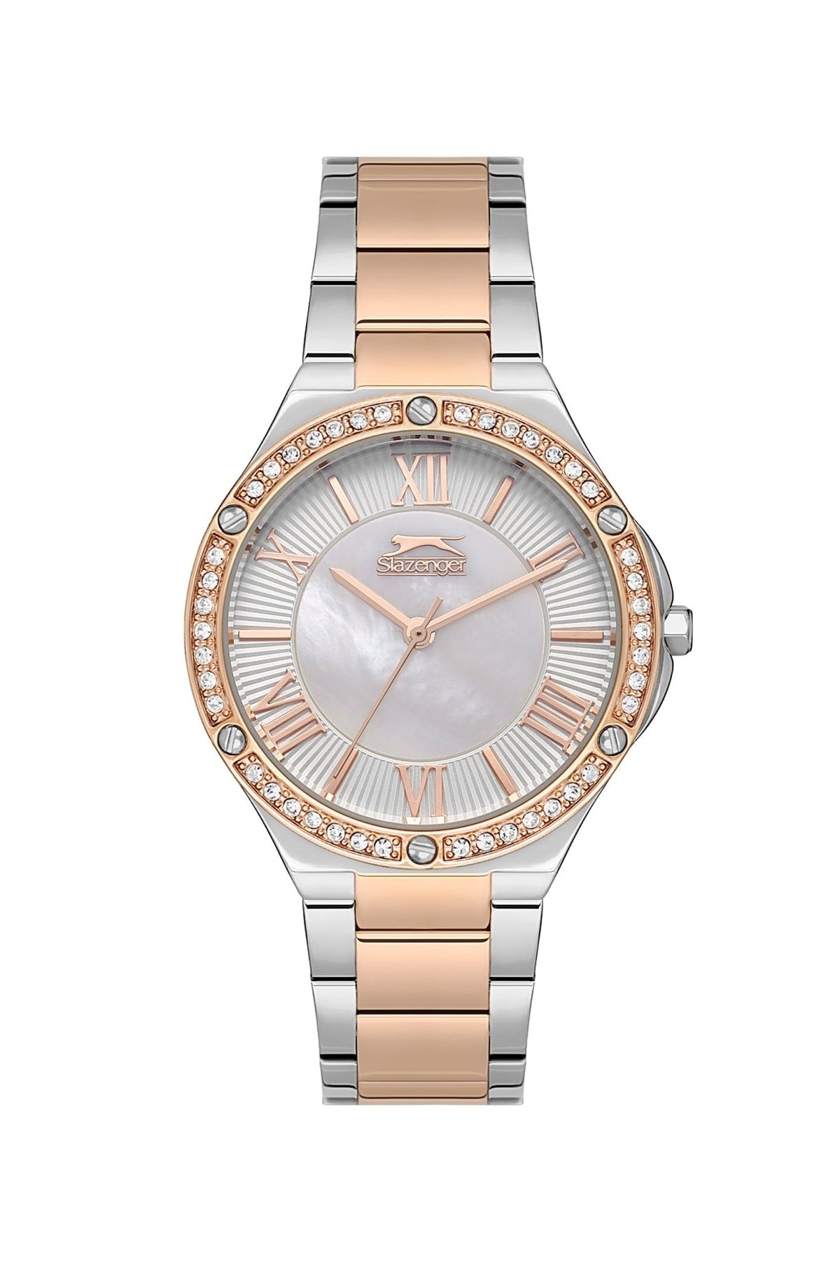 Slazenger SL.9.2225.3.02 Quartz Female Metal Silver/Rose Gold Band MOP Dial Watch - Zamana.pk