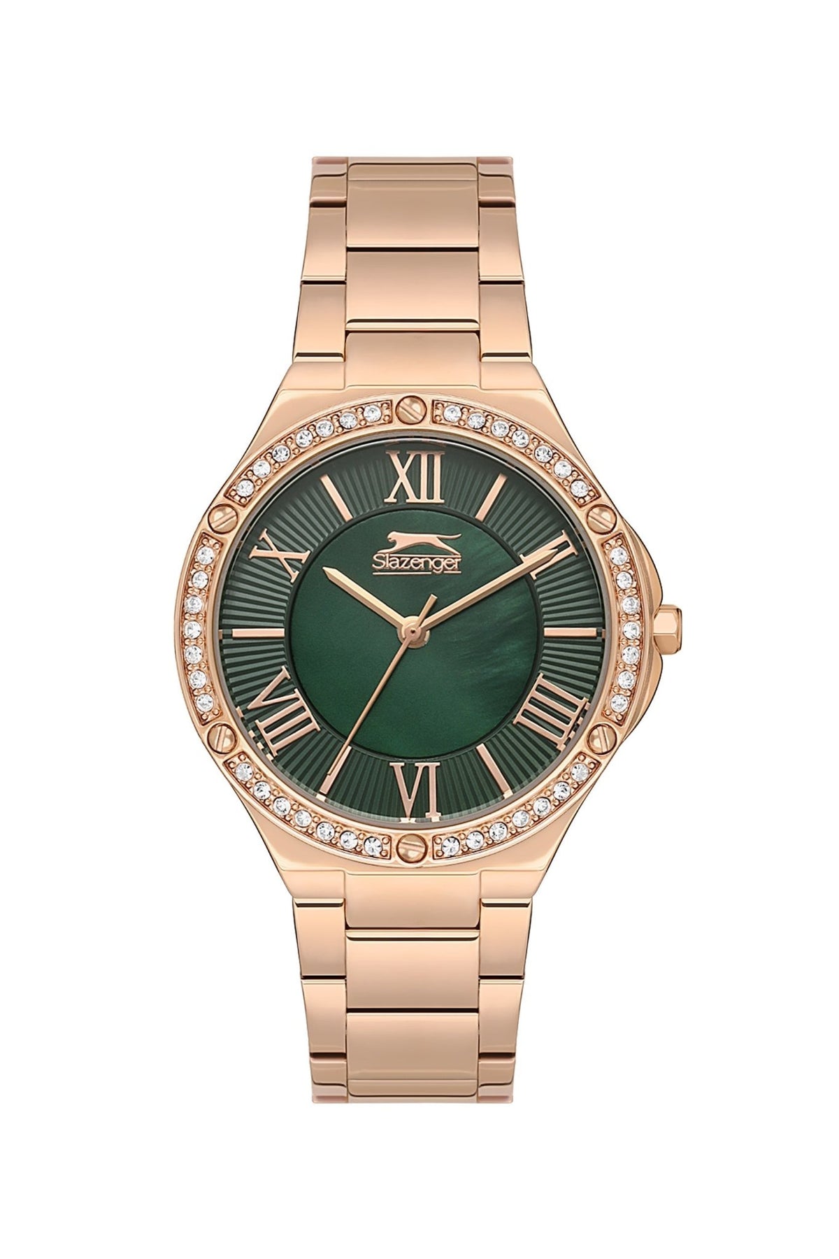 Slazenger SL.9.2225.3.04 Quartz Female Metal Rose Gold Band Green Dial Watch - Zamana.pk