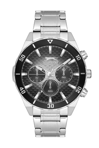 Slazenger SL.9.2236.2.01 Quartz Male Metal Silver Band Black Dial Watch - Zamana.pk
