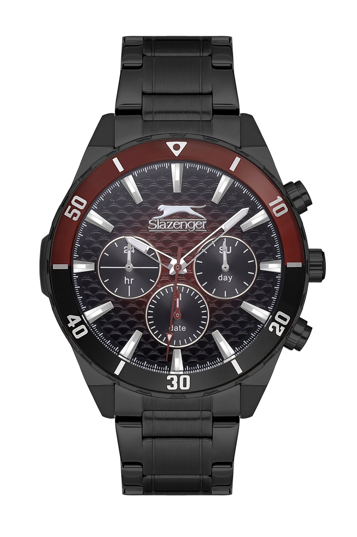 Slazenger SL.9.2236.2.04 Quartz Male Metal Black Band Red Dial Watch - Zamana.pk Main image